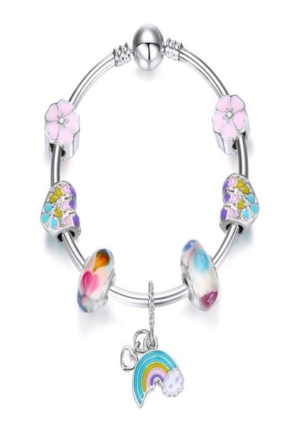 

1621cm fashion rainbow charm bracelet 925 silver plated bracelets royal crown accessories crystal bead diy wedding jewelry with b55176995, Golden;silver
