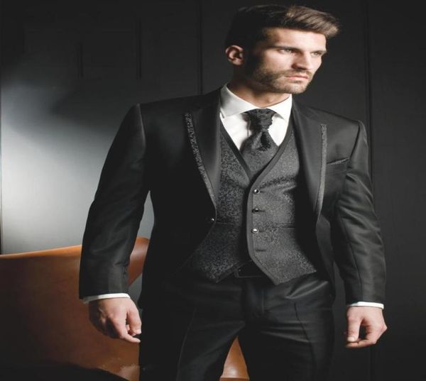

new arrival black flower vest male groom tuxedo wear mens dress suits formal party wedding suits for men bridegroom jacketpants3491193, Black;gray
