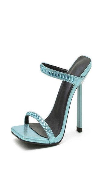 

fashionable women039s crystal band high heels slippers formal party shoes square open head formal mule large 354264364153627893, Black