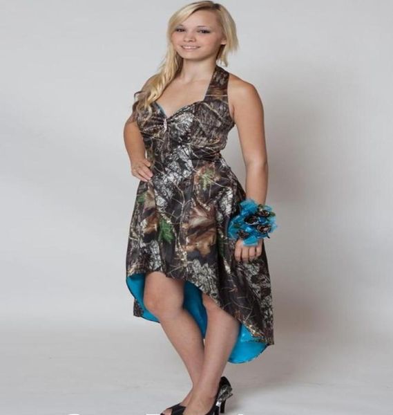 

high low camo party bridesmaid dresses halter short front long back blue satin backless prom evening dress for weddings4953695, Black