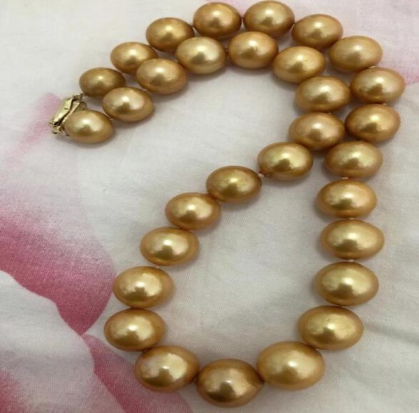 

new fine huge 1215mm south sea round gold pearl necklace 18inch9493543, Silver