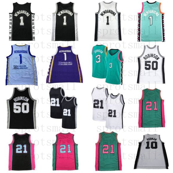 

1 victor wembanyama levallois metropolitans mets92 basketball jerseys mens city 3 keldon johnson 50 david robinson 21 10 dennis rodman retro, Black;red