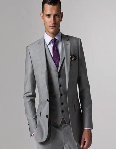 

custom made grey wedding suits groom tuxedos slim fit suit handsome formal suits groomsman pants jacketpantsvest5081527, Black;gray