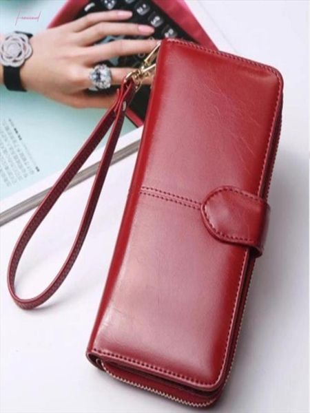 

womens wallet for credit card female purse fashion brand long trifold coin purse leather lady solid purse women wallets5147527, Red;black