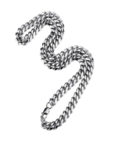 

trendy men link chain necklaces iced out hip hop jewelry 19inch 21inch fashion stainless steel silver miami cuban chains for mens 3905515