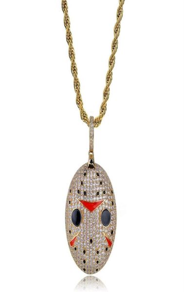 

mens fashion designer gold mask pendant necklaces hip hop jewelry iced out zircon punk men chain necklace213u6017018, Silver