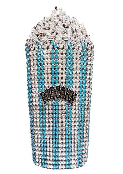 

popcorn shape evening bag clutch bag crystal metallic purse hollow out clutches rhinestone women party bags2757318
