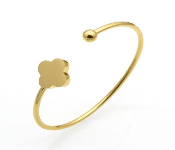 

bangle fashion gold color stainless steel flower bracelets amp bangles for women pulseira cute bracelet jewelry party gift b0079697682, Black