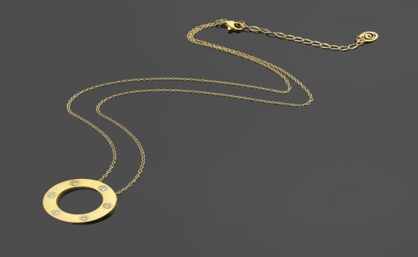 

3 colors stainless steel gold necklace ices out ring pendant classic full drill designer necklaces fashion jewelry wh5173630, Silver