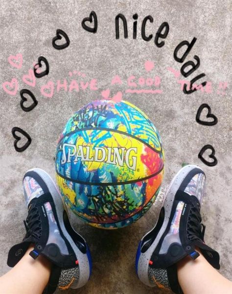 

authentic new spalding painted graffiti basketball 76709y size 7 colorful pu indoor outdoor match game basketball ball32214941693