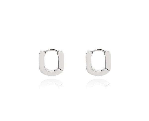

titanium steel ear cuff does not fade minimalist style bold flat oval ring earrings male and female personality street6231447, Silver