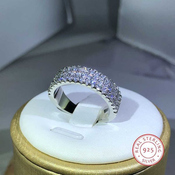 

band rings 925 sterling silver inlaid with white zircon ring fashion ladies half ring party cocktail party jewelry gift aa230530