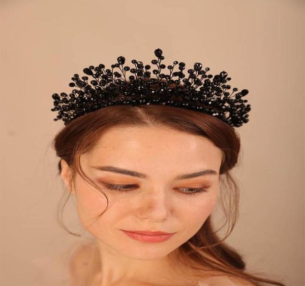 

headpieces luxury black crystal wedding crown fashion handmade bridesmaid hair jewelry tiaras bridal accessories for women headpie3001889, Silver