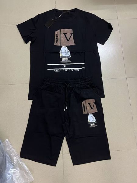 

men's tracksuits casual dressing small round collar classic letter pattern fashion printing sleeves and shorts men's boys t -shirt, Gray