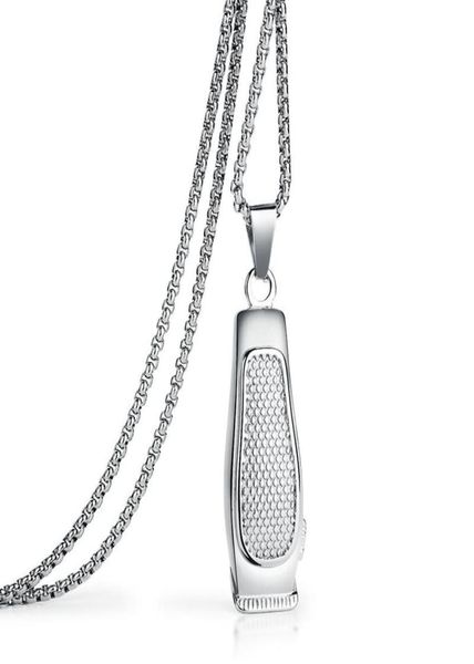 

pendant necklaces hip hop barber shop tools necklace pole razor chain hairdresser stainless steel for men bijoux9596852, Silver