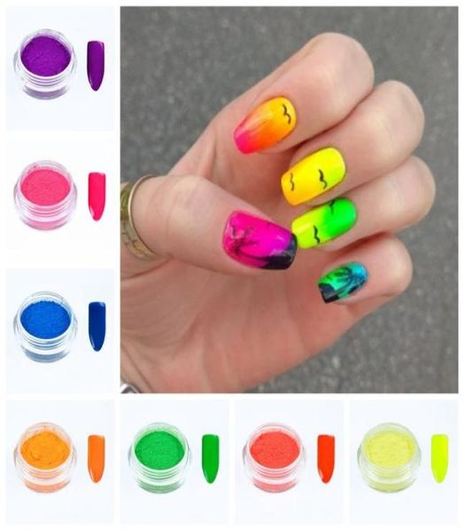 

new 7boxes set bright color neon effect pigment powder fluorescent nail art glitter powder dust gel pigment diy decoration fpb293058563, Silver;gold