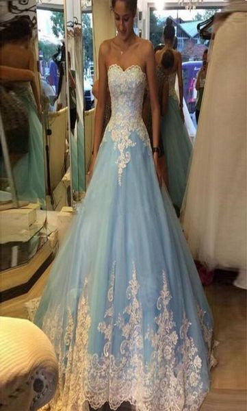 

blue quinceanera dresses 2019 ball gown floorlength vestidos de 15 anos 16 dresses strapless white appliques quinceanera gowns3647018, Blue;red