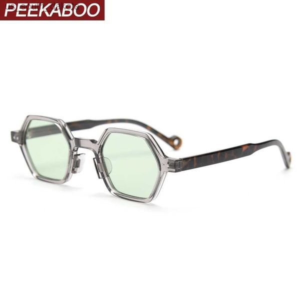 

sunglasses peekaboo retro style polarized sunglasses uv400 male green brown polygon ladies sun glasses for men hexagon summer 2023 l230523, White;black