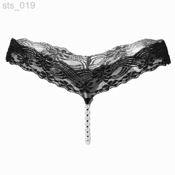 

briefs panties women pearl thong lace massage g string transparent panties ladies underwear j230530, Red;black