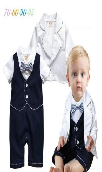 

2019 spring new arrival baby rompers waistcoat short sleeve romper suit coat toddler boy clothing infant jumpsuits 2pcs set tr739279057, Blue