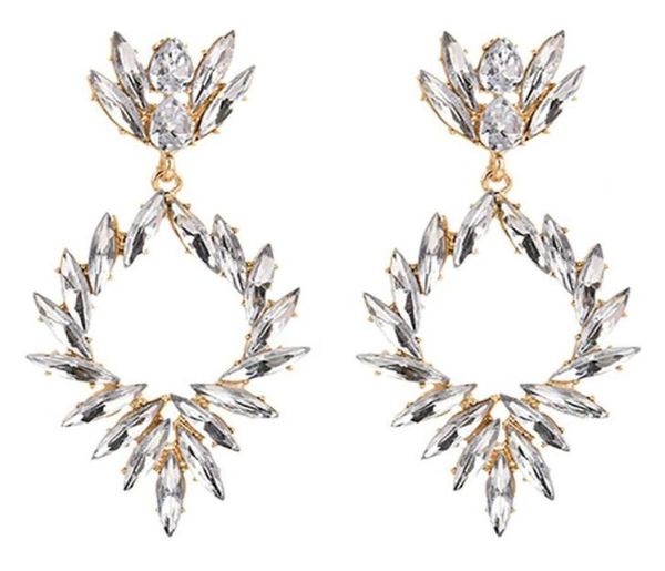 

dangle chandelier zhini 2021 luxury colorful crystal statement earrings for women boho vintage gold color hollow drop earring je2245051, Silver