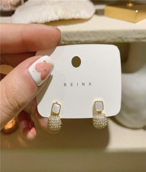 

dangle chandelier korea fashion jewelry 14k gold plating zircon exquisite square pendant earrings simple opal women039s weddi5879950, Silver