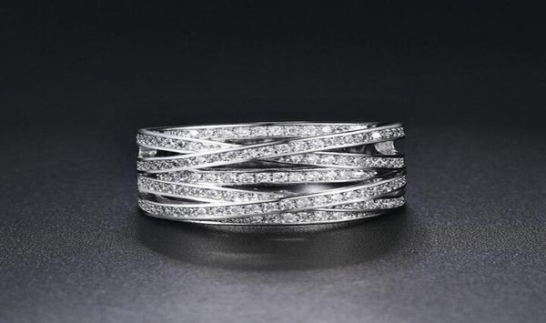 

platinum plating ring for women elegant style cz crystal hollow out sliver color engagement fashion jewelry classic gift wedding r1219441, Slivery;golden