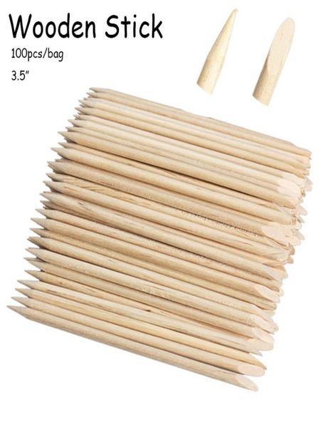 

500pcs 35 inch wooden stick nail cuticle pusher tool sharp flat manicure pedicure orange wood nail care remover tool5220169