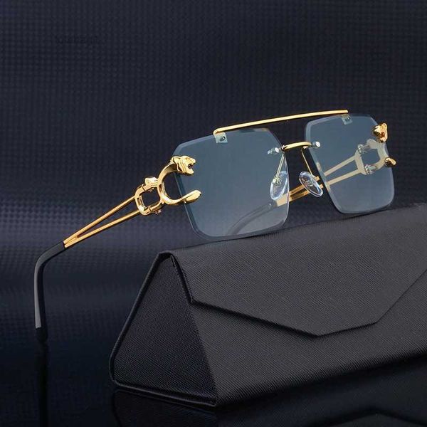 

kajila frameless trimmed men's sunglasses new leopard double beam box for men cpqc, White;black
