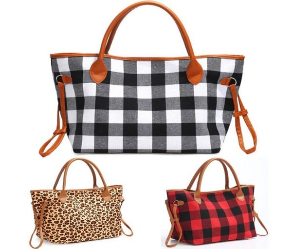 

buffalo check handbag red black plaid bags large capacity leopard travel tote sports duffle bag crossbody shoulder handbag jj682265249