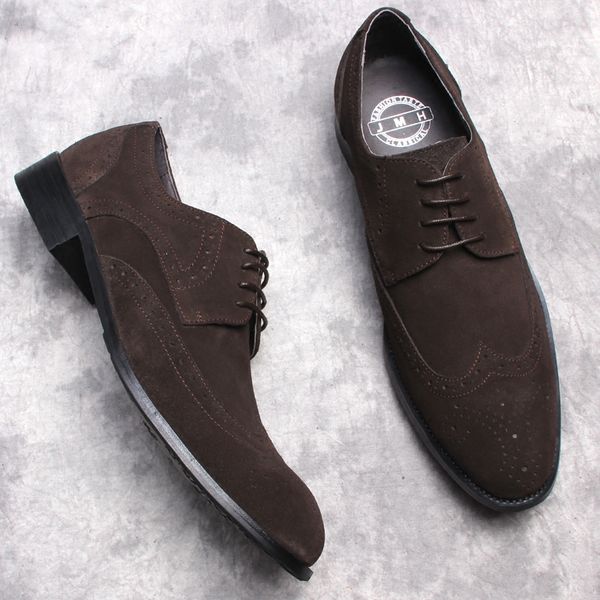 

new brand suede shoes men genuine leather business dress formal shoes mens british style cow leather shoes classic black oxfords