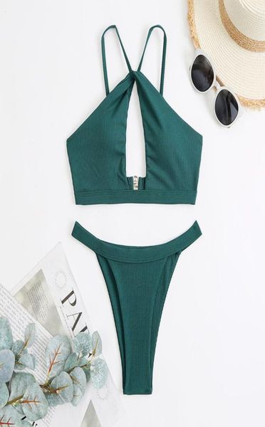 

swim wear women039s twopiece triangular swimsuit vintage color waist hollowed out design filling bra fashion46447865035299