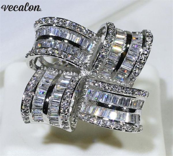 

vecalon luxury big flower promise ring 925 sterling silver diamond engagement wedding band rings for women men finger jewelry7066652, Slivery;golden