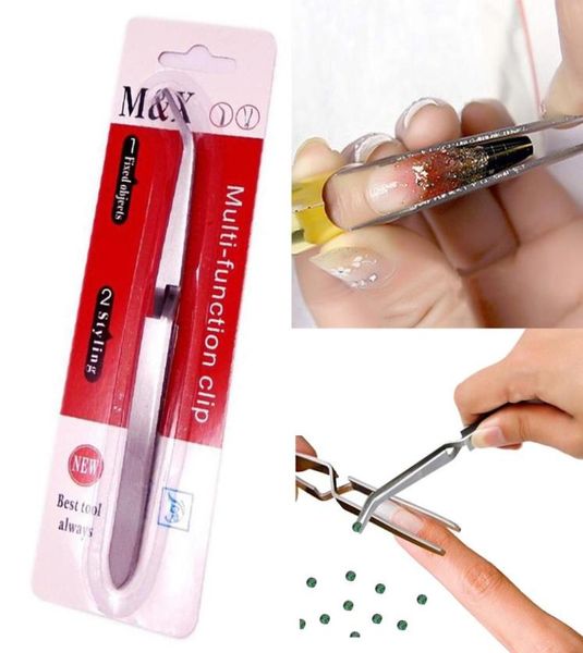 

manicure acrylic uv gel tips sculpture tweezers clip pick up nail art tools multifunctions for nail picher decorations3463961, Silver