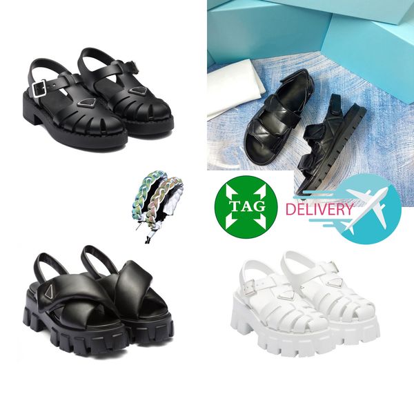 

luxurys shoes famous slipper fashion women foam rubber sandals prad platform designer slides soft leather summer fisherman triangle outdoors, Black