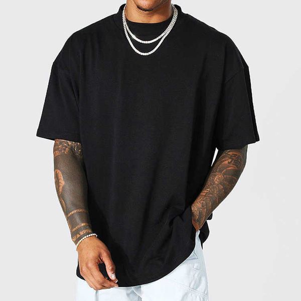 

custom men mock neck plus size tshirt cotton heavyweight luxury drop shoulder blank tshirt for men bl, White;black