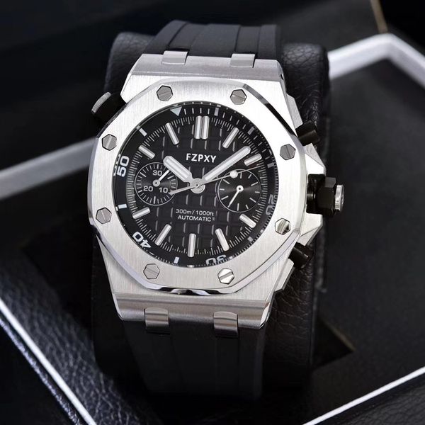 

apa15 men's watch new men's watch full scale working quartz watch luxury brand timepiece rubber band men's fashion, Slivery;brown