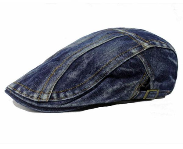 

mens denim beret retro casual summer hat forward peaked cap hat9674340, Blue;gray
