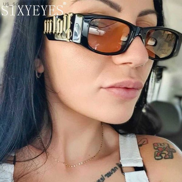 

sunglasses vintage brand women's small rectangle sunglasses 2023 square punk letter sun glasses for men candy color shades retro eyewea, White;black