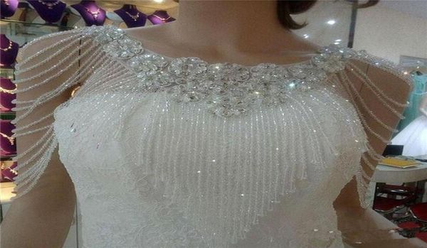 

wraps jackets 2021 luxurious crystal rhinestone bling bridal white lace wedding shawl jacket bolero wrap2288168