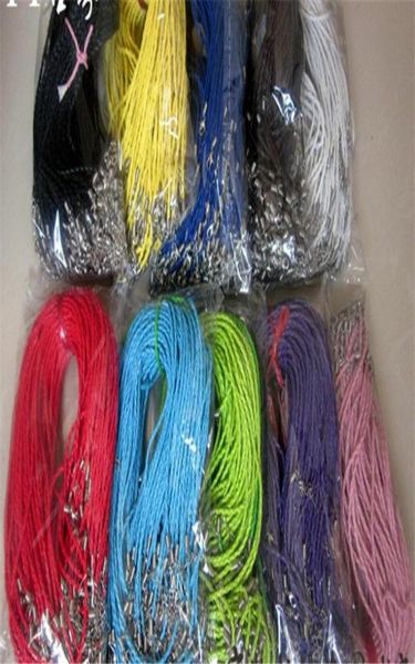 

multicolor leather rope chain necklace for women men cord diy jewelry 100pcs lot woven necklace sf23052463, White;red