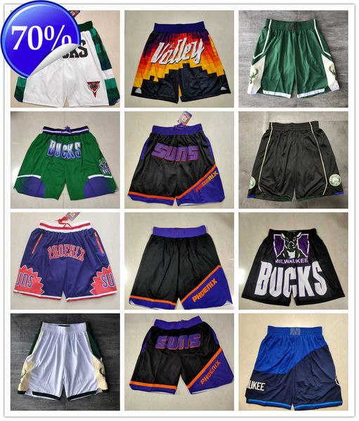 

phoenix''suns''men milwaukee''bucks''men throwback basketball shorts pocket, Black