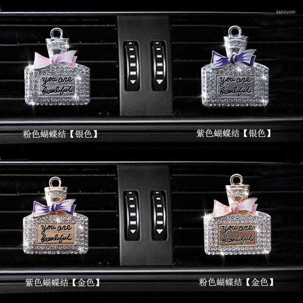 

car air freshener storage bottles inlay water drill bowknot perfume bottle car air conditioning outlet interior accessories fragrance l23052
