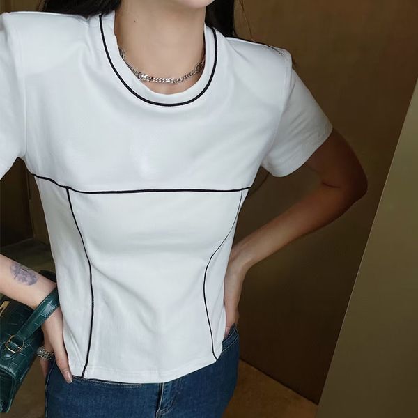 

fashion designer t-shirts for women with irregular hem summer black white 22829