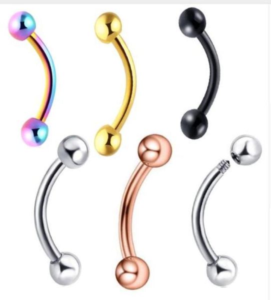 

16 gauge stainless steel eyebrow rings anodized lip bars nose studs cartilage tragus barbell body piercing jewelry5834483, Silver