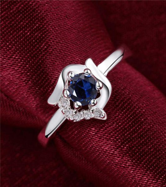 

womem039s blue gemstone sterling silver plated rings size 8 dmsr380 925 silver plate finger ring jewelry solitaire ring5026128, Golden;silver