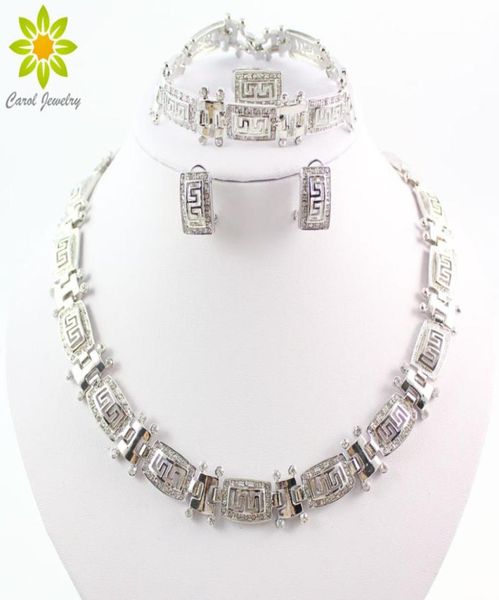 

new charms silver plated rhinestone necklace bracelet earring rings for women bridal wedding african jewelry sets2884658, Slivery;golden