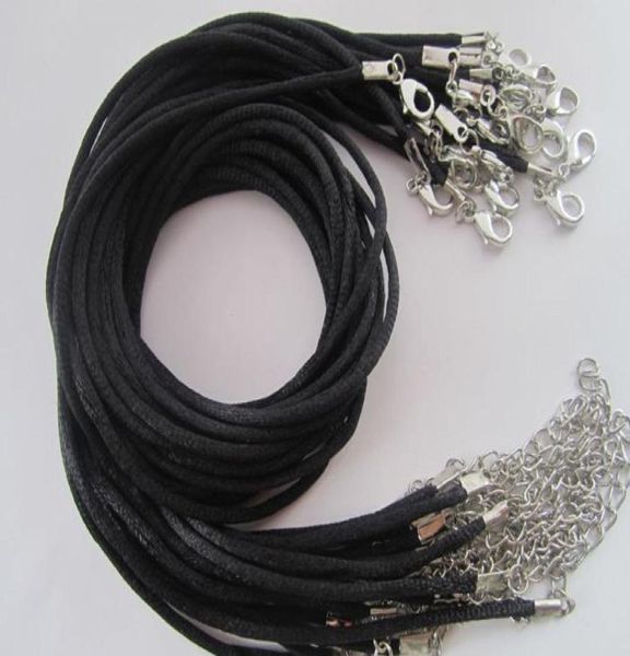 

1719 inch adjustable 2mm black satin necklace cord with lobster clasp 100pcslot2776450, White;red