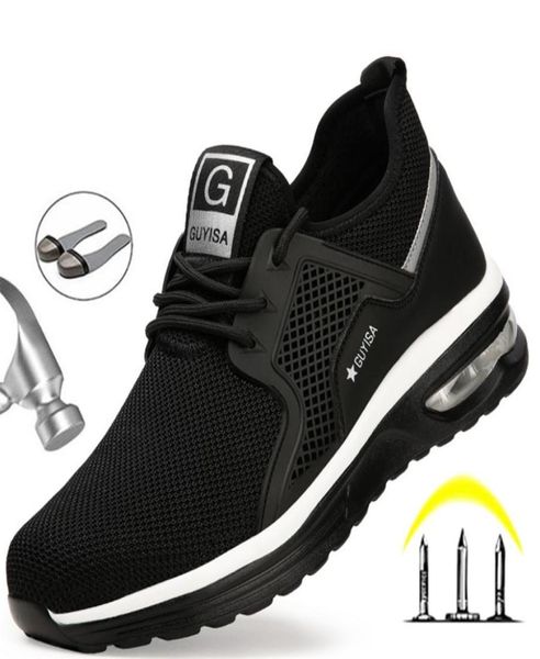 

safety shoes men steel toe work shoes punctureproof work sneakers indestructible work sefety boots male shoes men boots 2110234883131, Black
