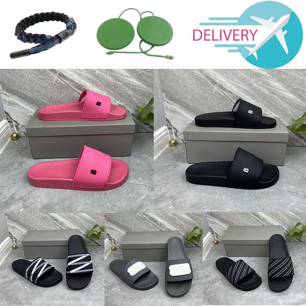 

classic paris slipper fashion slide sandals slippers for men women with original box dust bag designer beach flip flops slipper eur 36-46, Black